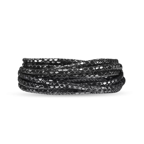 Náramok kožený trojvláknový - 3 strenget læderarmbånd - Silver Black