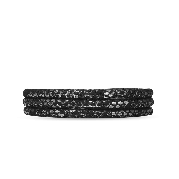 Náramok kožený Slim - Slim Læderarmbånd - Silver Black