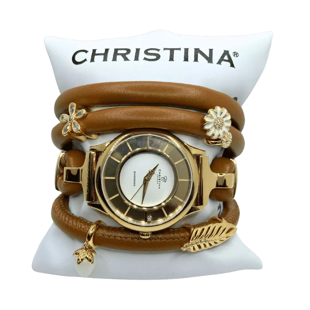 Hotové hodinky Christina Collect Cognac - Gold Nature