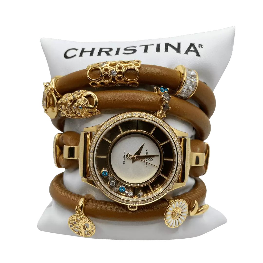 Hotové hodinky Christina Collect Cognac - Gold Luxury