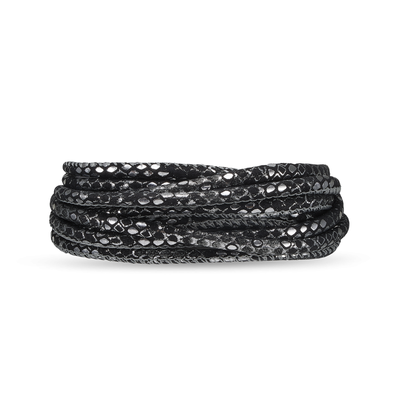 Náramok kožený trojvláknový - 3 strenget læderarmbånd - Silver Black 2