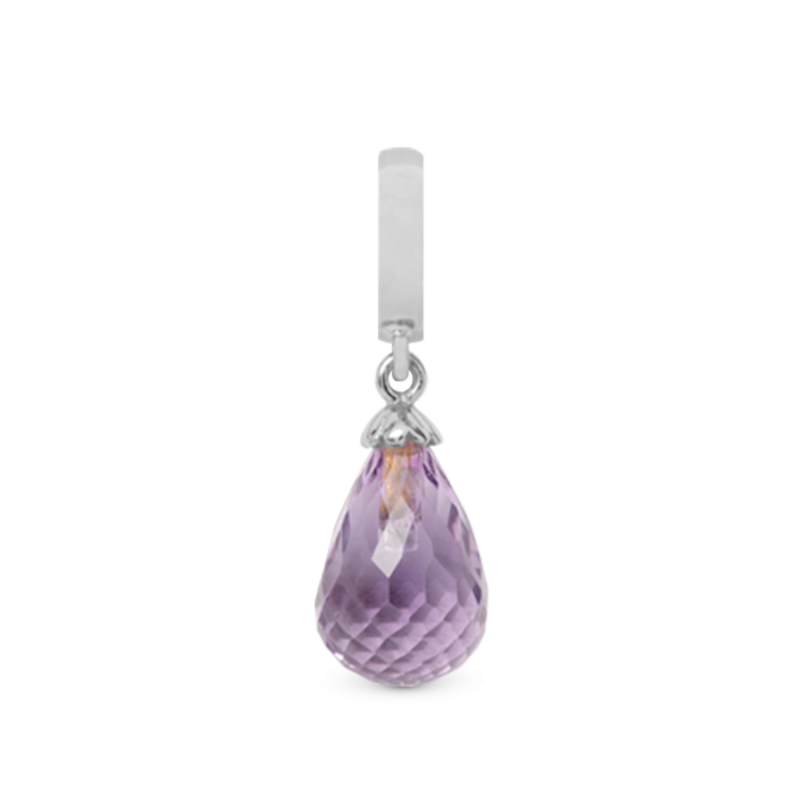 Korálik na Classic náramky - Amethyst purple drop, silver 2