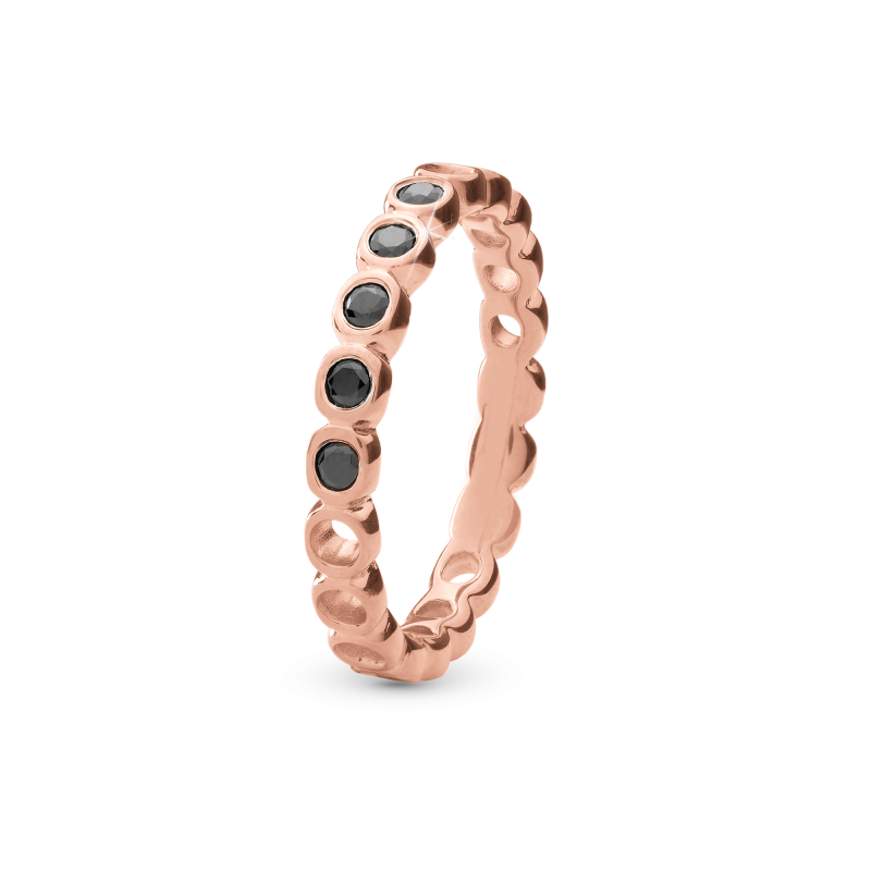 Prsteň - Black Bubbles, rose gold 2