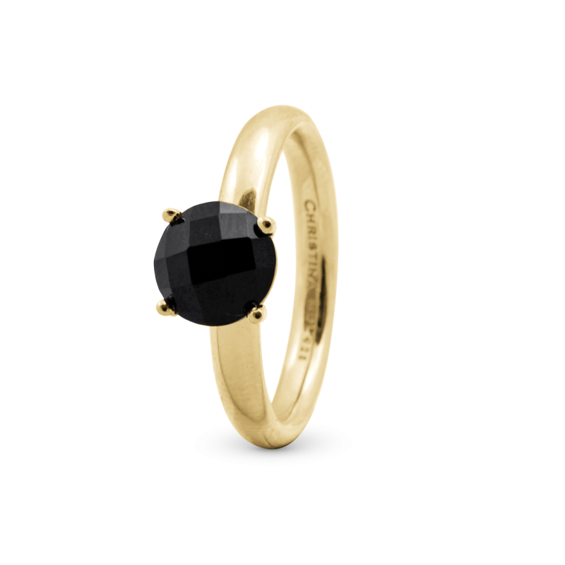 Prsteň - Black Onyx, goldpl., size 61 2