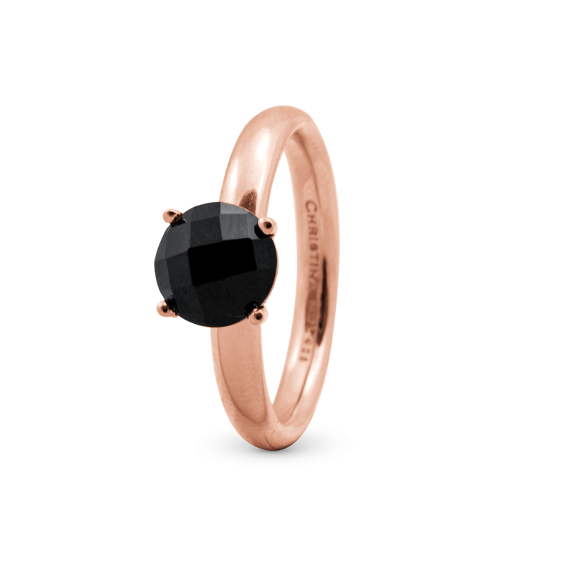 Prsteň - Black Onyx, rose goldpl., size 59 2