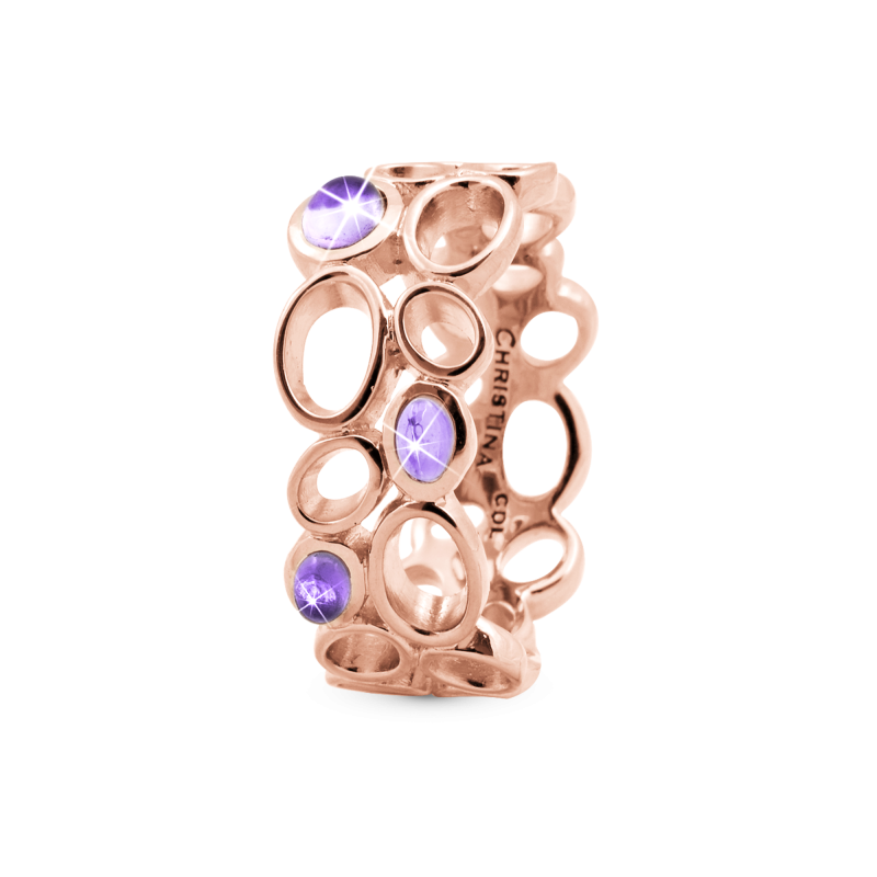 Prsteň - Big Amethyst Bubbles,rosegold, 2