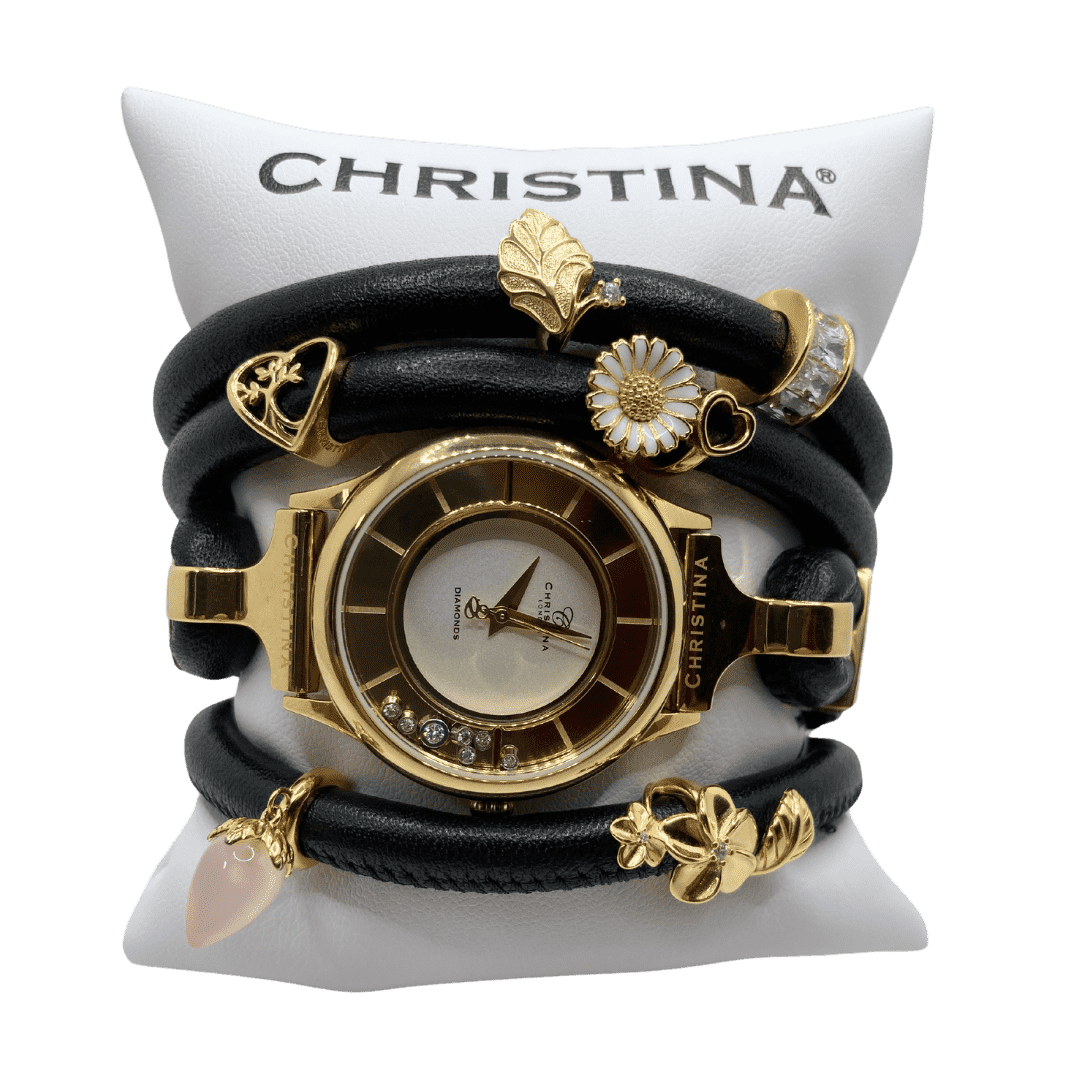 Hotové hodinky Christina Collect Black - Gold flowers 2