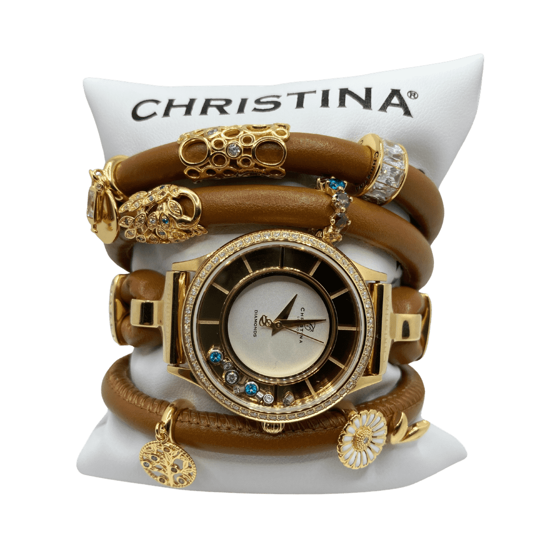 Hotové hodinky Christina Collect Cognac - Gold Luxury 2